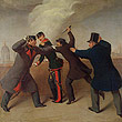 J. J. Reiner: Das Attentat auf Kaiser Franz Josef I am 18. Februar 1853, Ölgemälde 1853 © Wien Museum